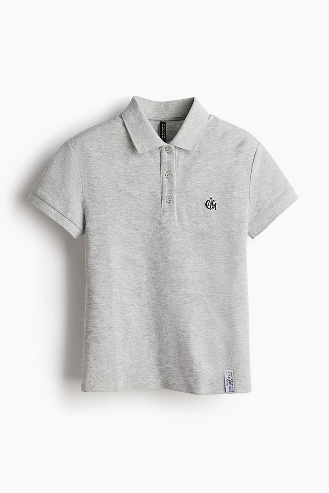 Embroidered-motif Piqué Polo Shirt