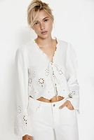 Cotton Blouse with Eyelet Embroidery