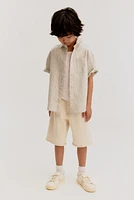 Short-Sleeved Linen-Blend Shirt
