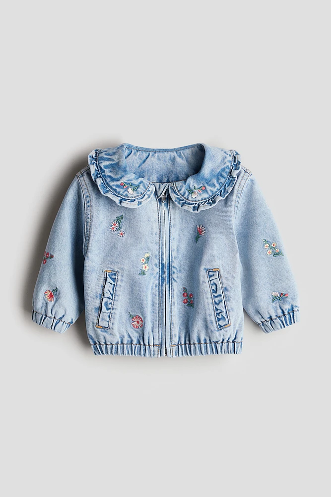 Embroidered-Detail Denim Jacket