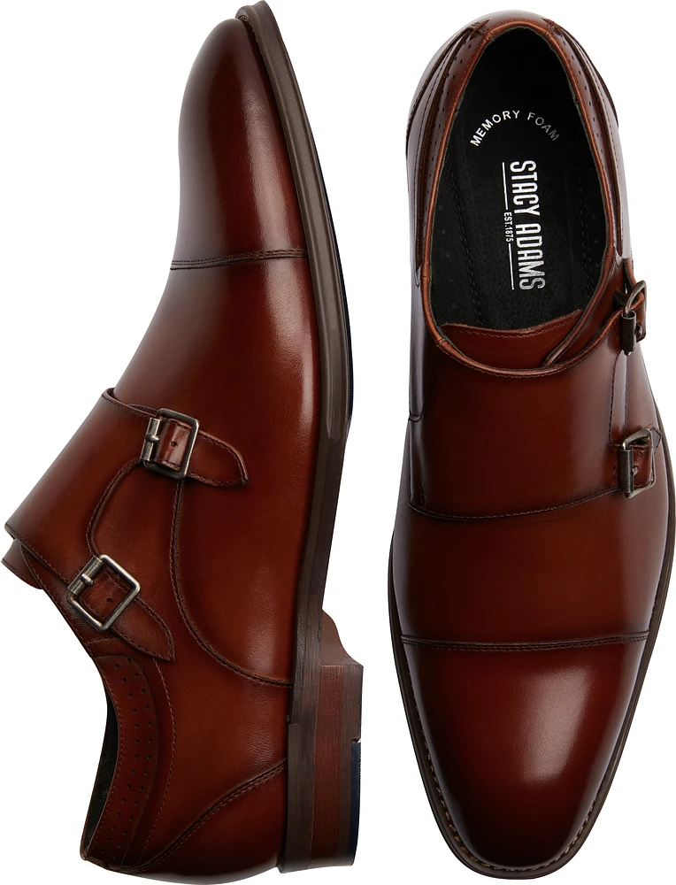Bayne Leather Cap Toe Double Monk Strap Dress Shoes