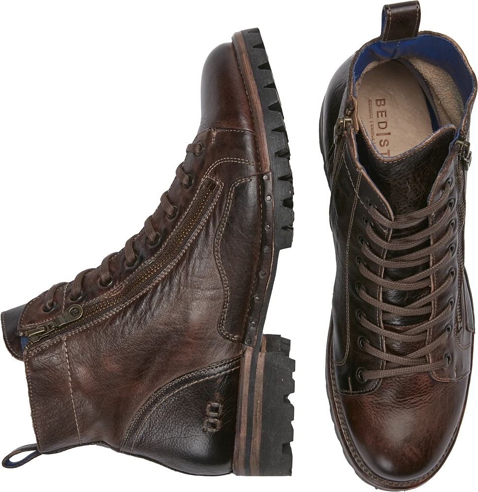 Old Bowen Trek Leather Side Zip Lace-up Boots