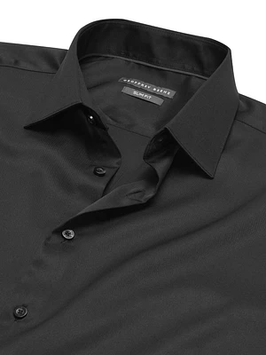 Slim Fit Cotton Blend Spread Collar Dress Shirt