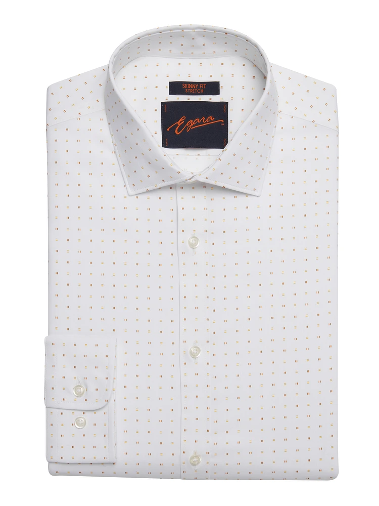 Skinny Fit Square Pattern Dress Shirt
