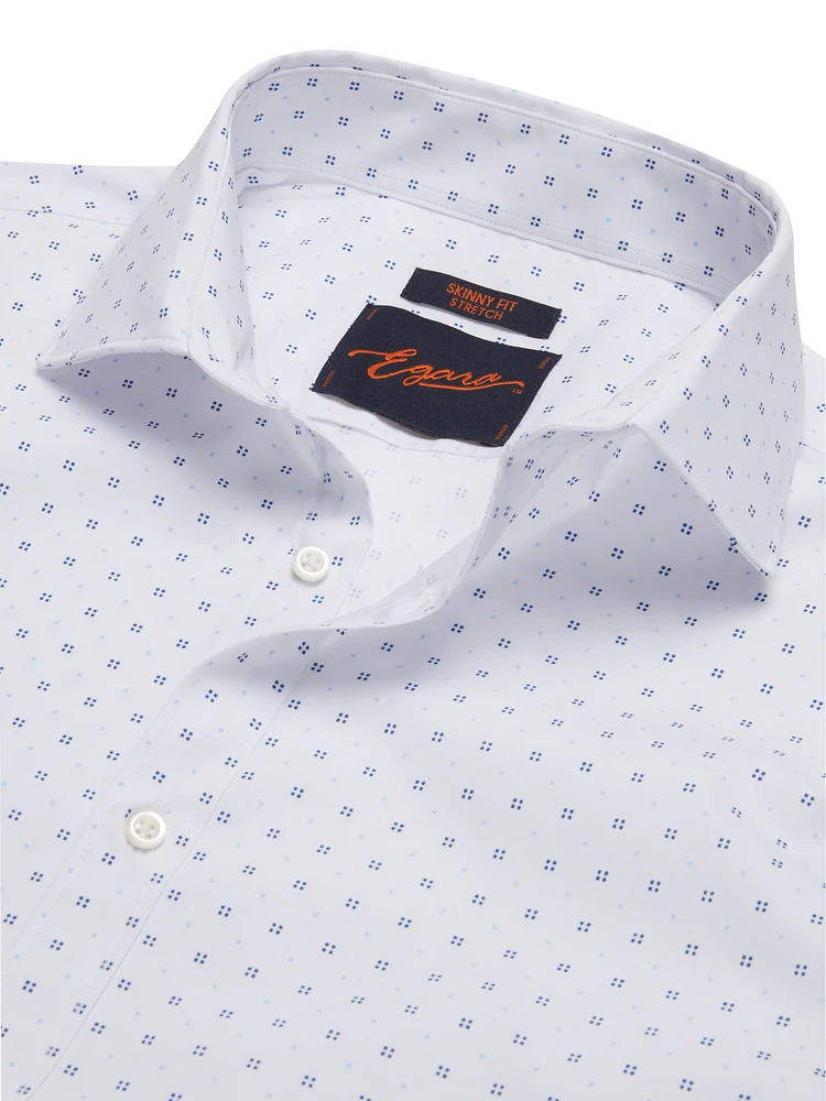 Skinny Fit Tonal Squares Dress Shirt
