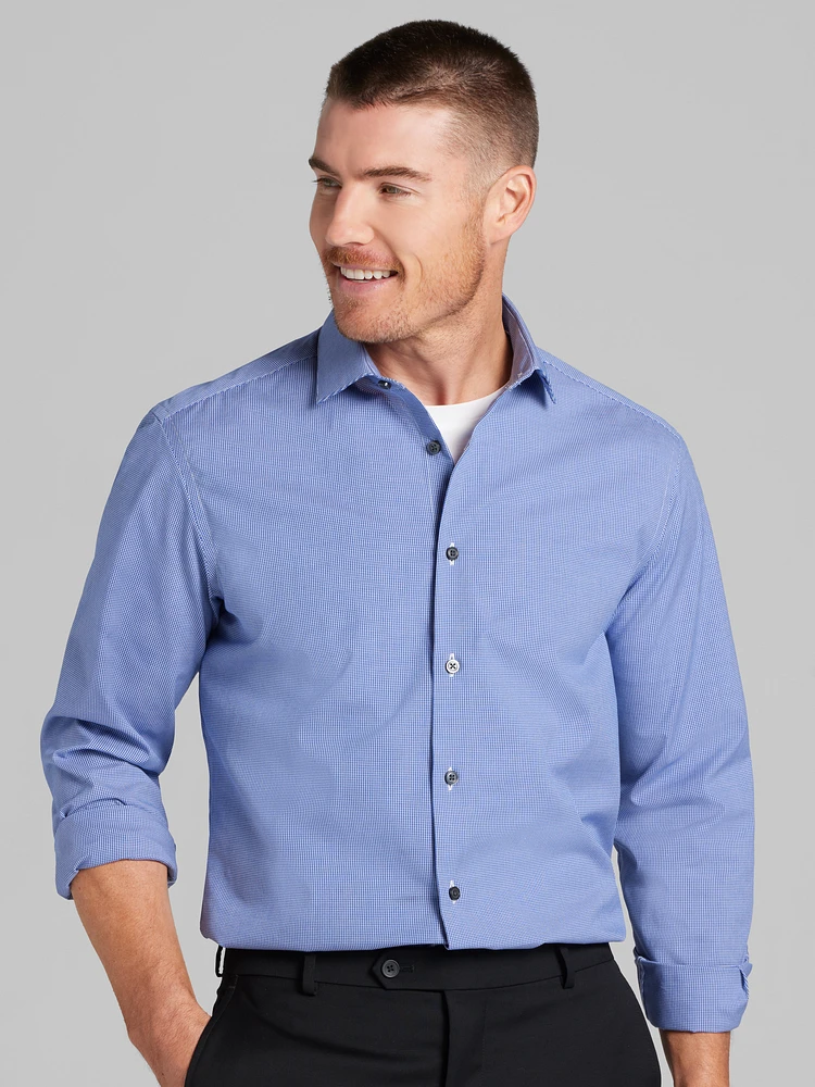 Slim Fit Stretch Micro Check Dress Shirt