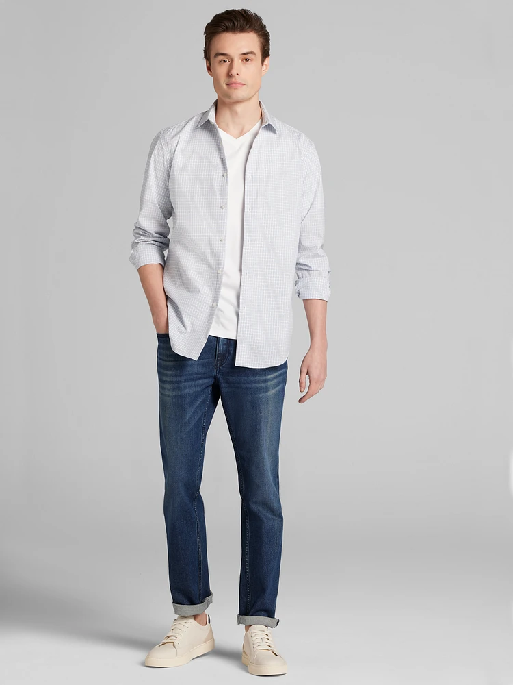 Slim Fit Ultra Performance Stretch Mini Plaid Dress Shirt