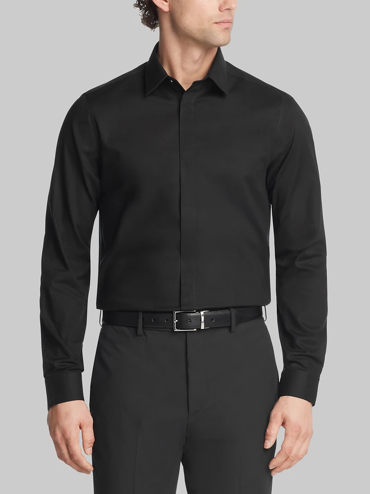 Slim Fit Covered Placket Formal Shirt