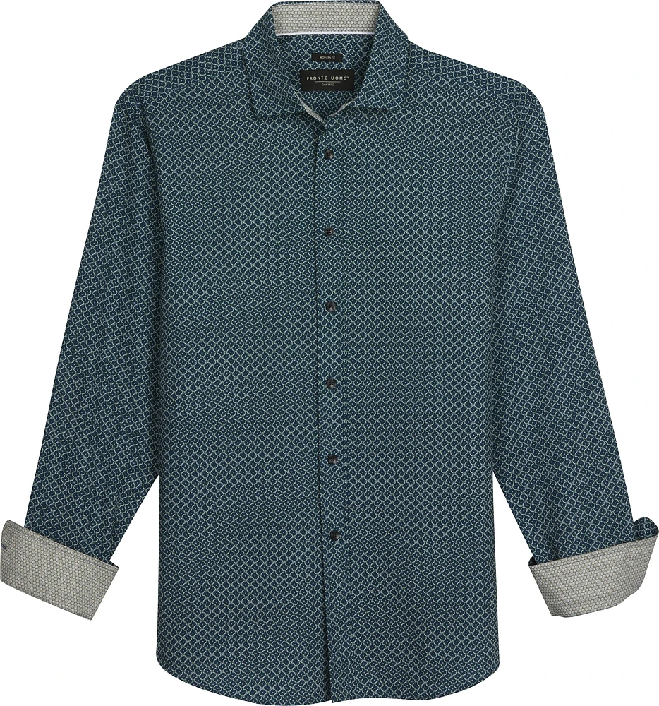 Modern Fit Woven Casual Button Up Shirt