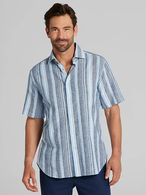 Modern Fit Linen Blend Button Up Shirt