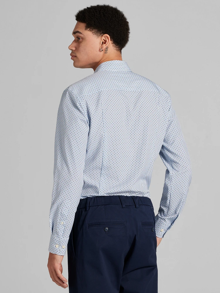 Slim Fit Mini Medallion 4-Way Stretch Button Up Shirt