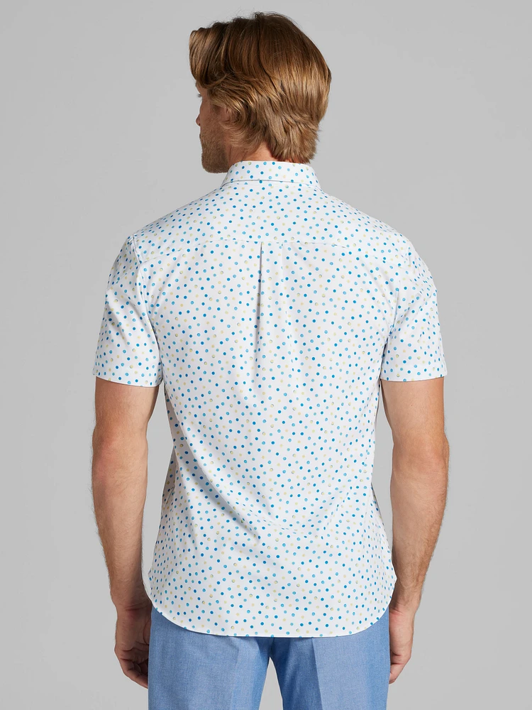 Slim Fit Short Sleeve Circle Button Up Shirt