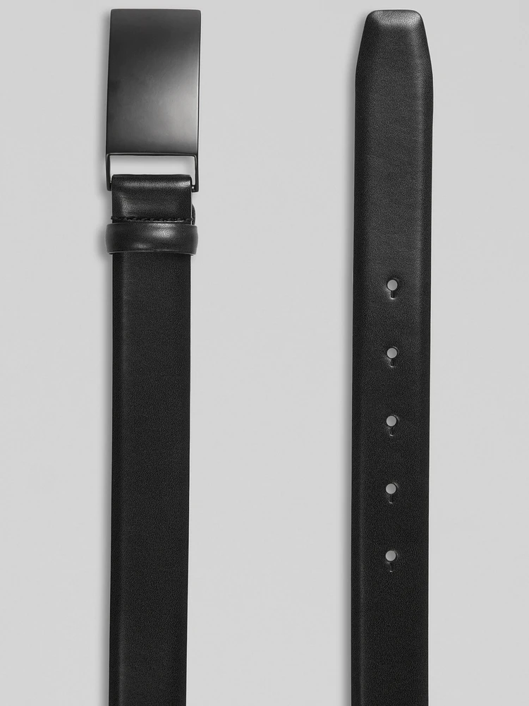 Feather Edge Plaque Buckle Faux Leather Belt