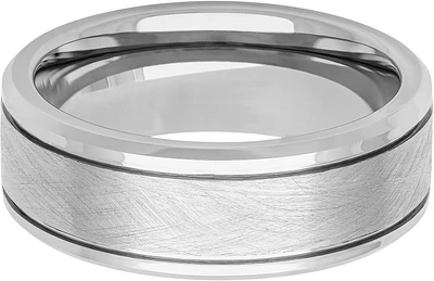8mm Hammered Center Tungsten Carbide Band