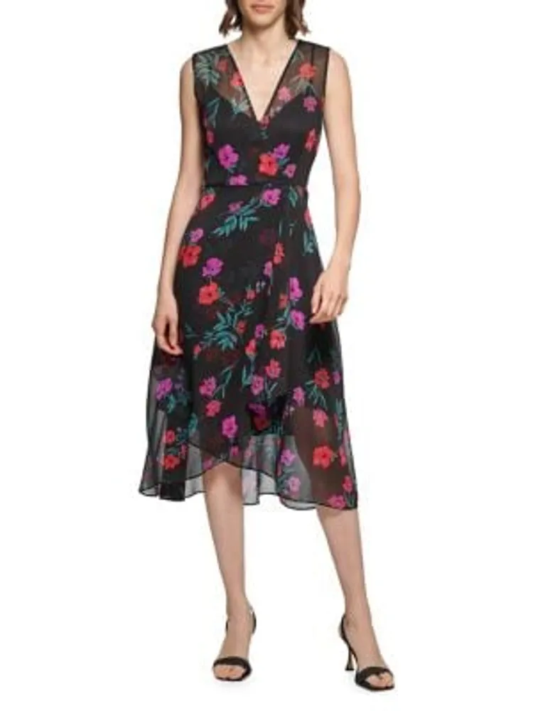 Calvin Klein + Floral Chiffon Midi Dress | Yorkdale Mall