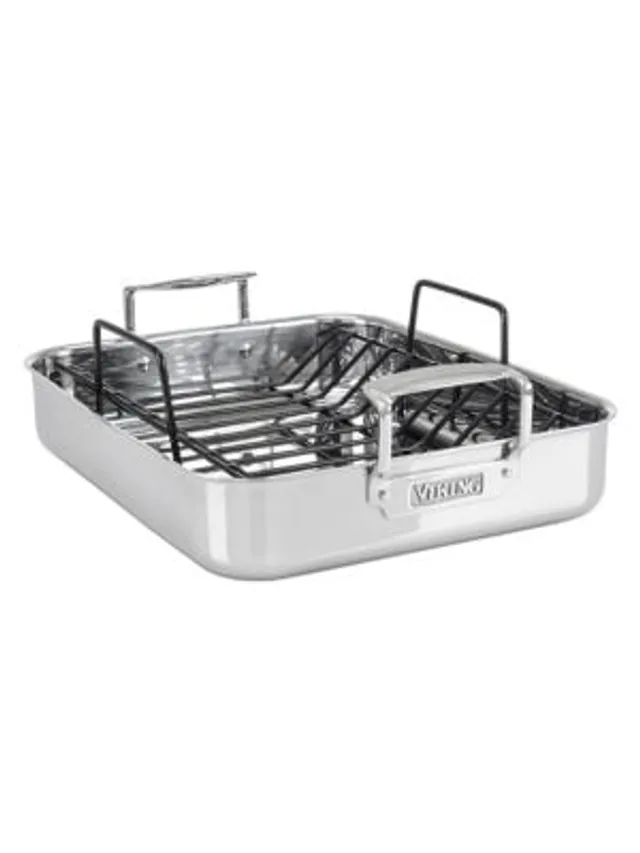 3-Ply Stainless Steel Roasting Pan with Non-Stick Rack