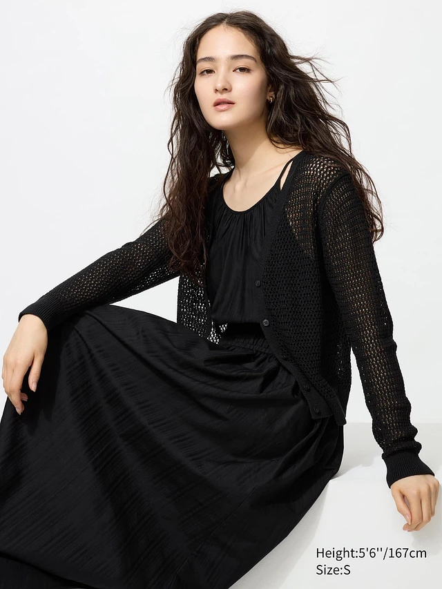 UNIQLO Mesh V-Neck Short Cardigan | Arden Fair UNIQLO Mesh V-Neck Short Cardigan | Arden Fair