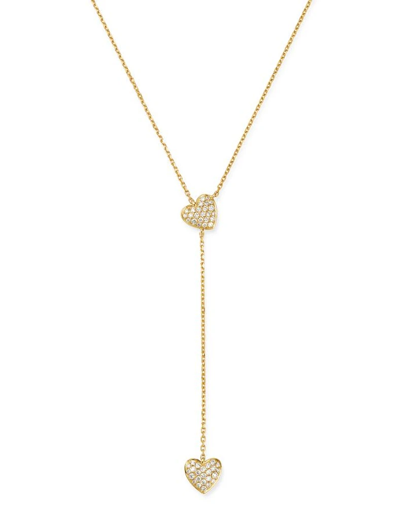 Diamond Heart Y Necklace in 14K Yellow Gold, 0.25 tcw
