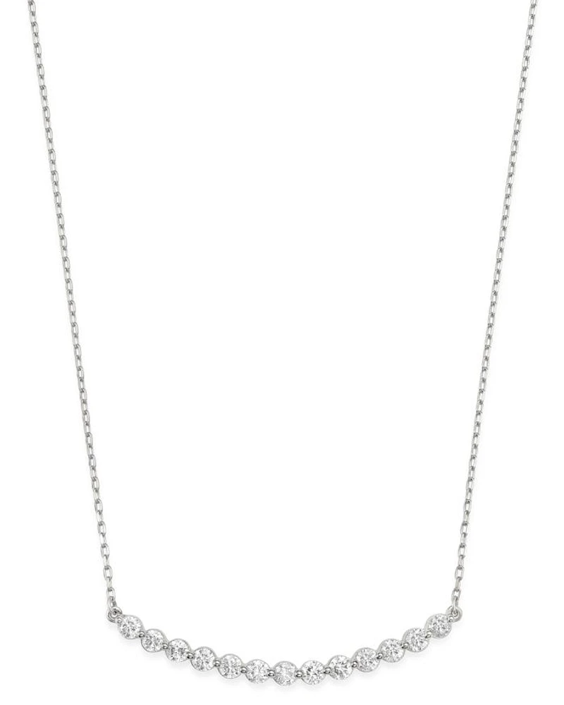 Diamond Bar Necklace in 14K White Gold, 0.75 tcw