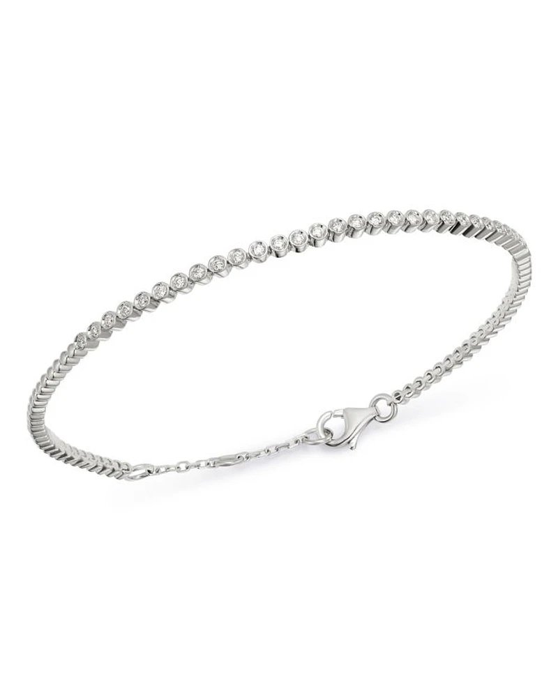 Bezel-Set Diamond Stacking Bracelet in 14K White Gold, 0.25 tcw