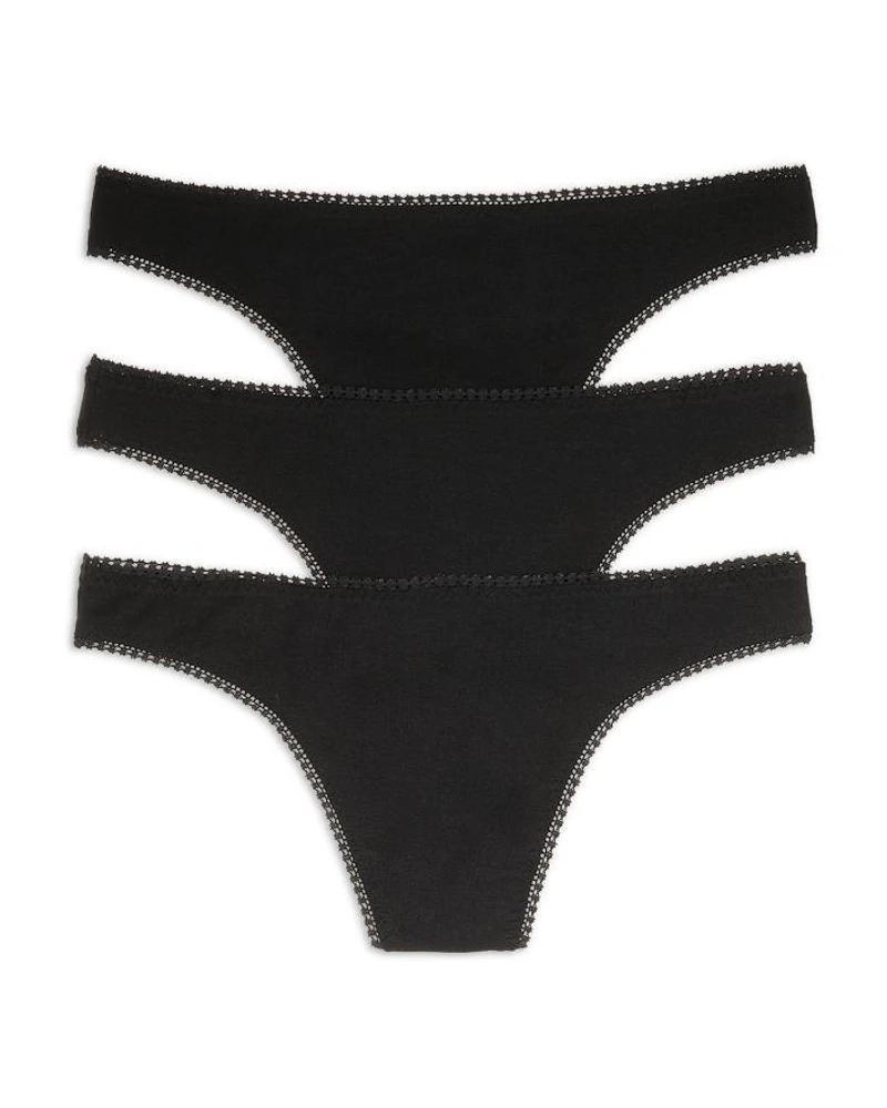Cabana Cotton Blend Hip-G Thongs, Set of 3