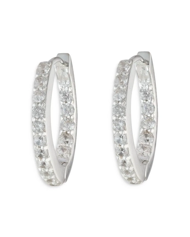 Pavé Huggie Hoop Earrings in Sterling Silver