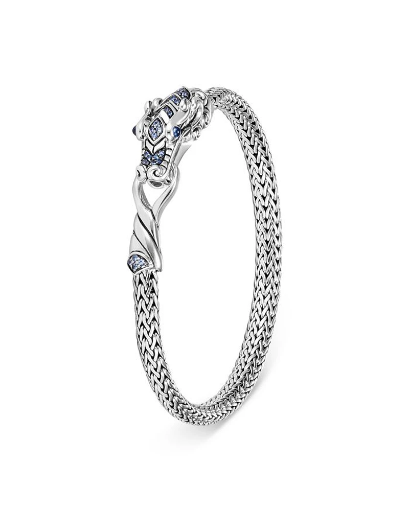 Sterling Silver Legends Naga Blue Sapphire Dragon Link Bracelet