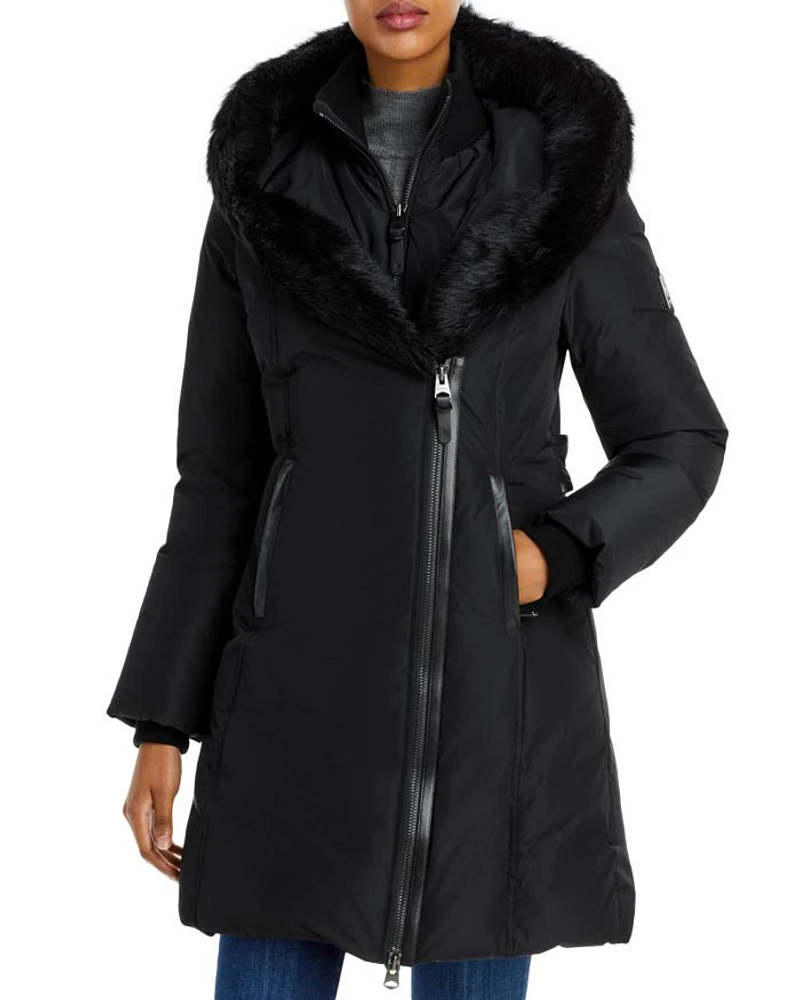 Kay Hooded Down Shearling Coat
