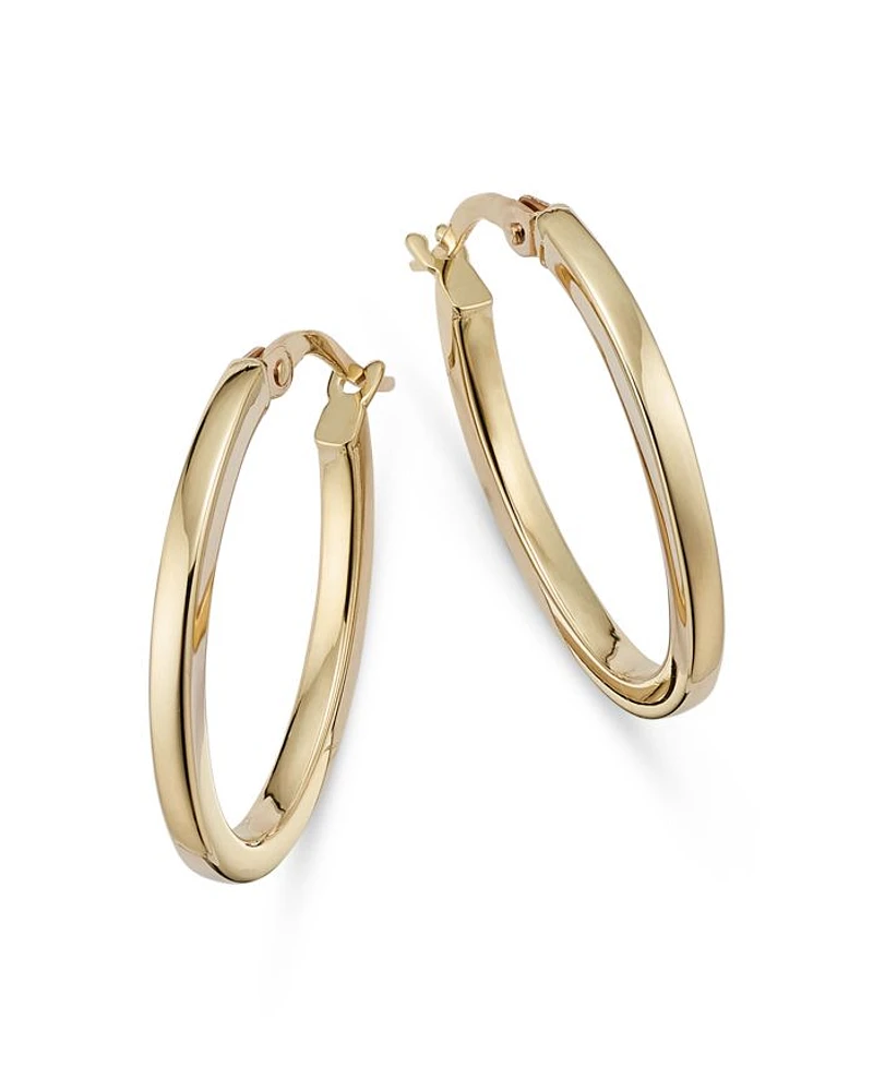 14K Yellow Gold Polished Oval Hoop Earrings