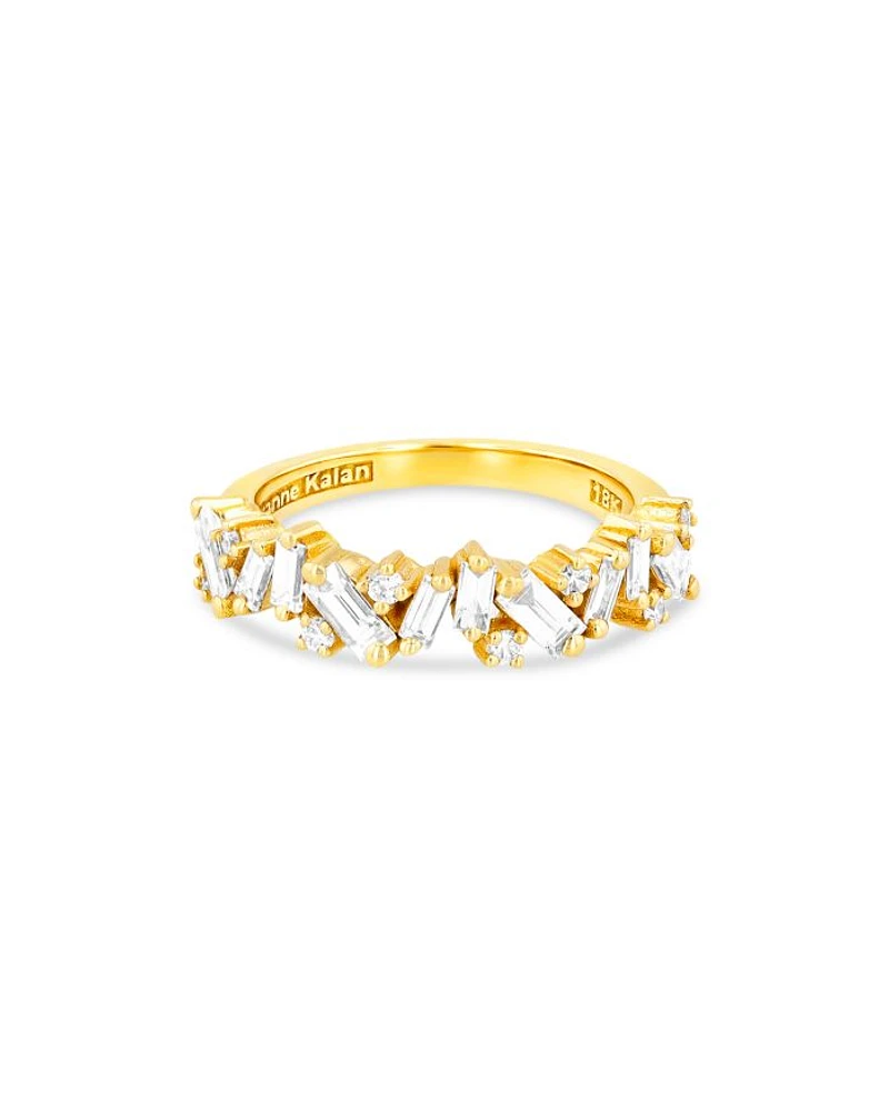 18K Yellow Gold Fireworks Baguette & Round-Cut Diamond Half Eternity Band