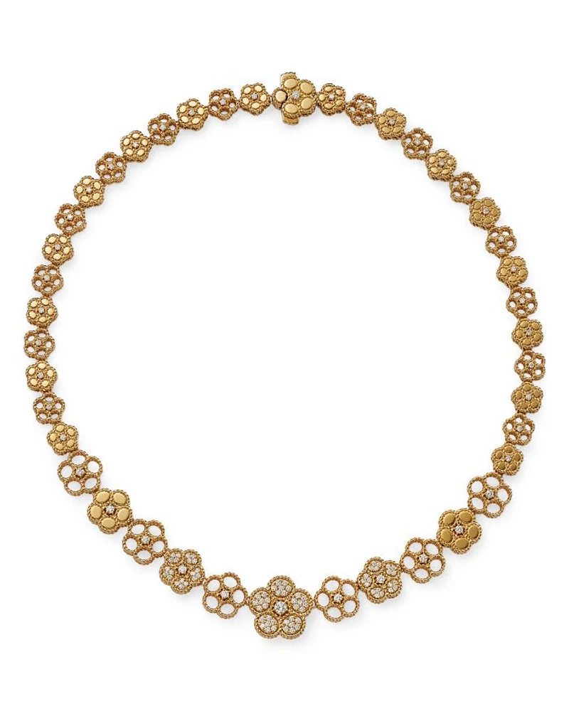 18K Yellow Gold Daisy Diamond Graduated Collar Necklace, 16" - Exclusive