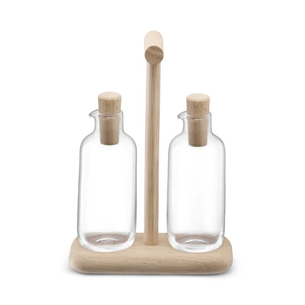 Dine Oil & Vinegar Set with Oak Stand