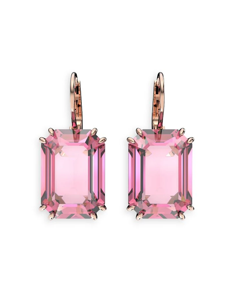 Millenia Pink Crystal Drop Earrings in Rose Gold Tone