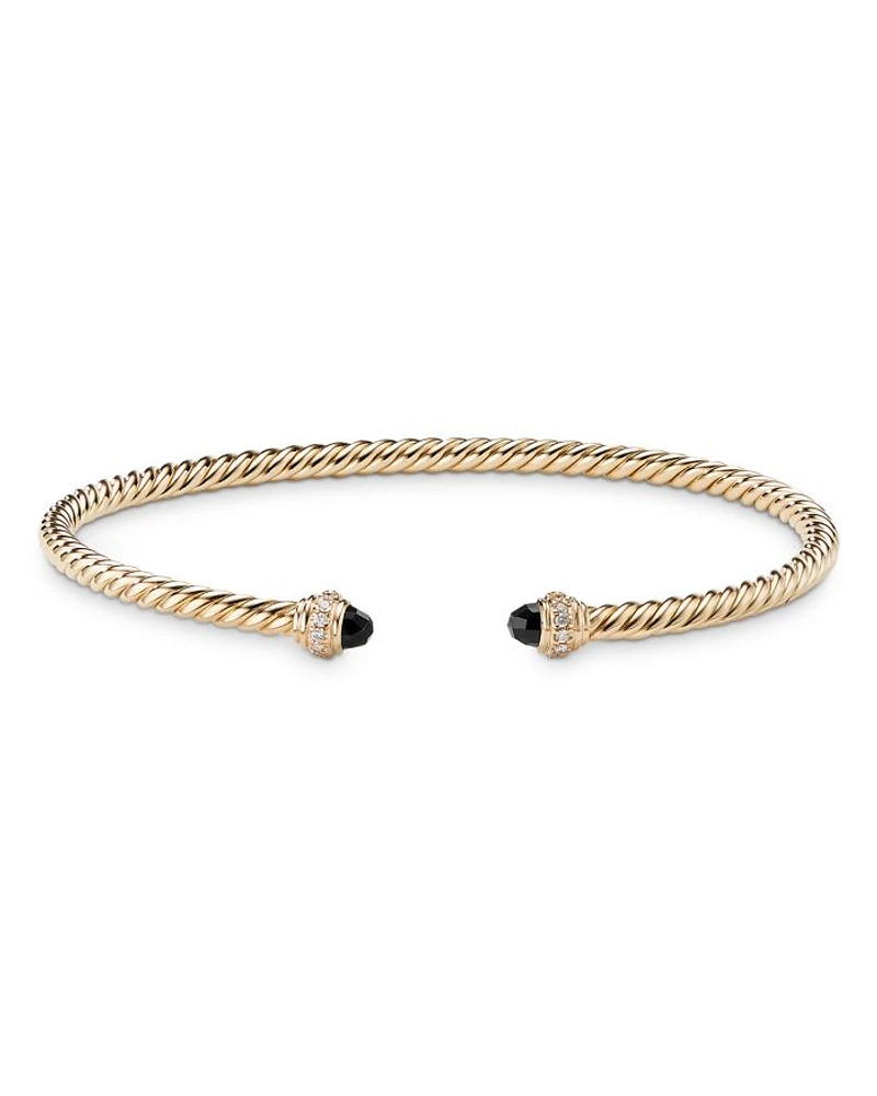18K Yellow Gold Cablespira® Bracelet with Black Onyx & Diamonds
