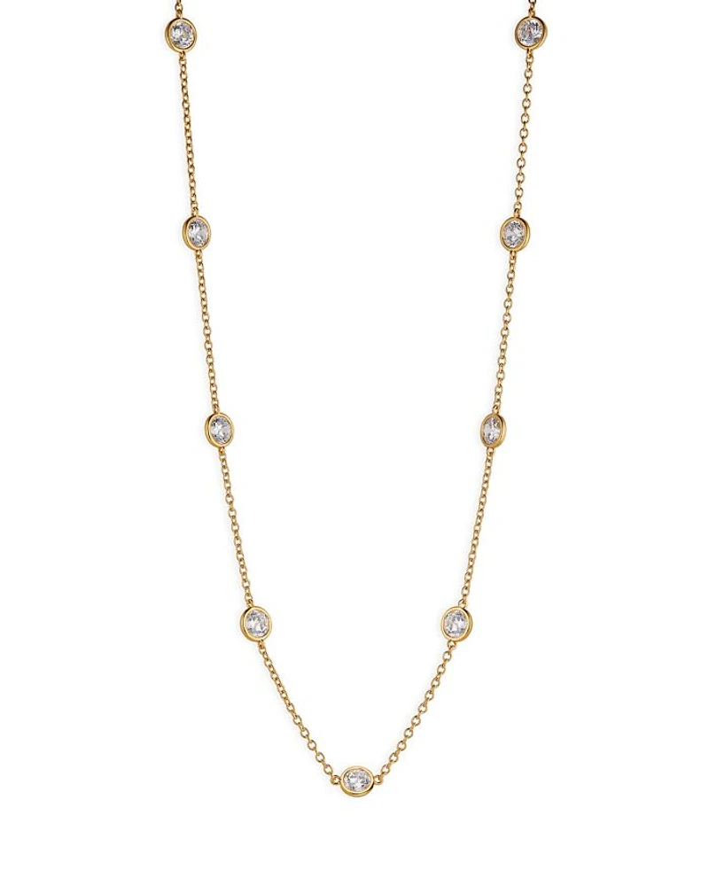 Elevate Cubic Zirconia Station Necklace in 18K Gold Plated, 16"-18"