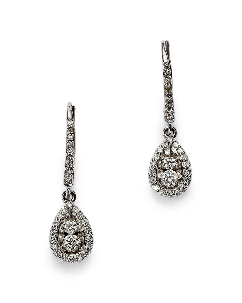 Diamond Drop Earrings in 14K White Gold