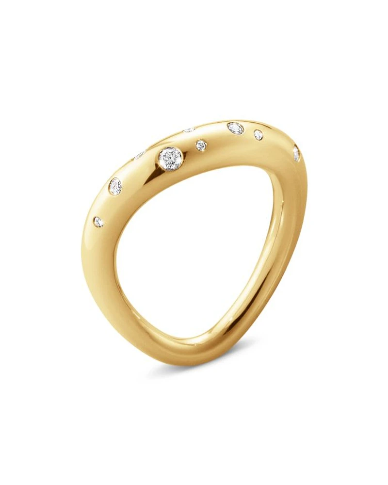 18K Yellow Gold Offspring Diamond Wavy Ring