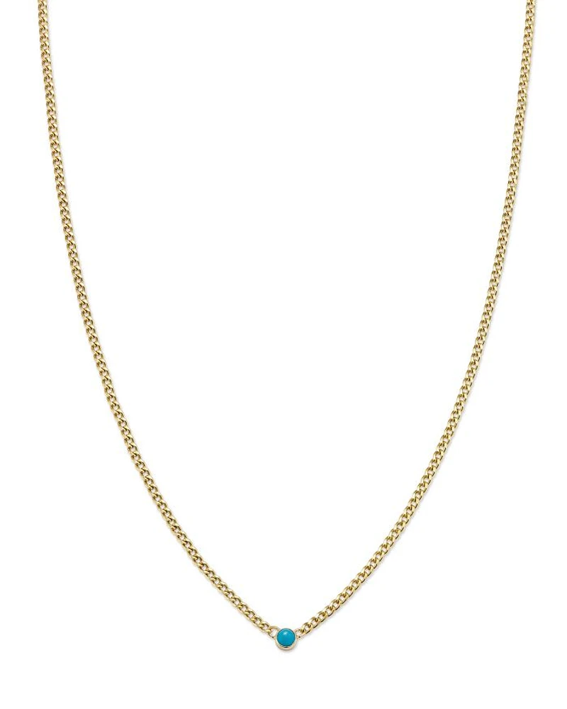 14K Yellow Gold Turquoise Pendant Necklace, 14"-16"