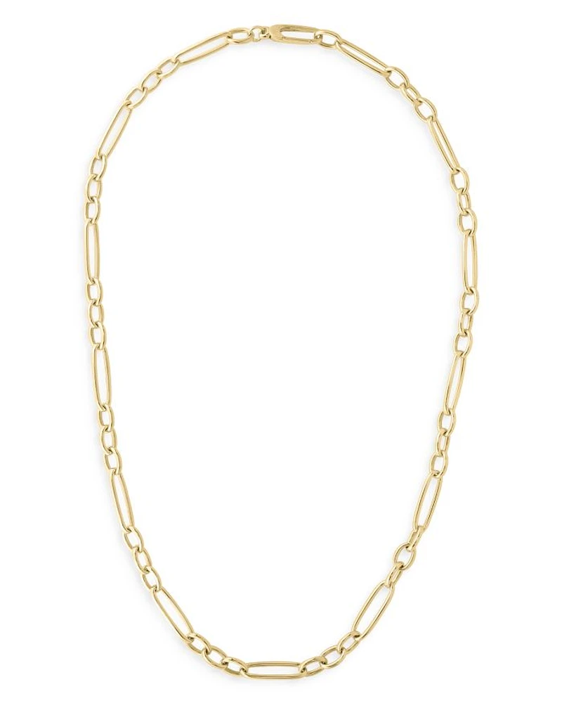 18K Yellow Gold Figaro Link Chain Necklace, 18"