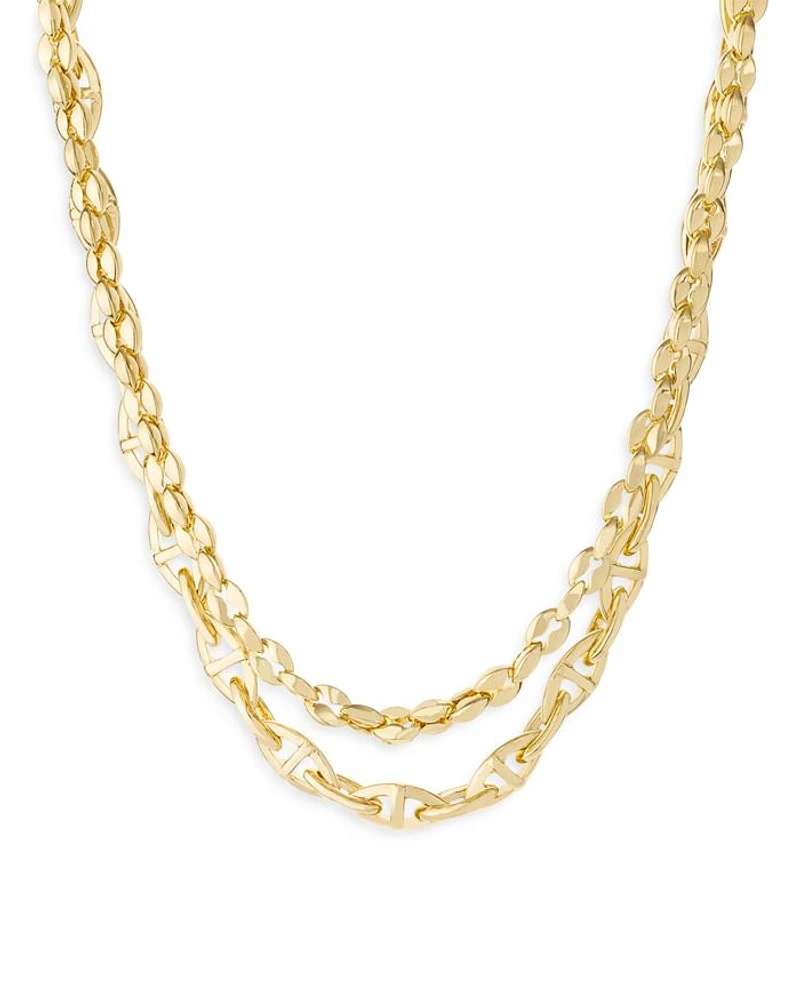 Golden Rays Linked Chain 18K Gold Plated Necklace Set