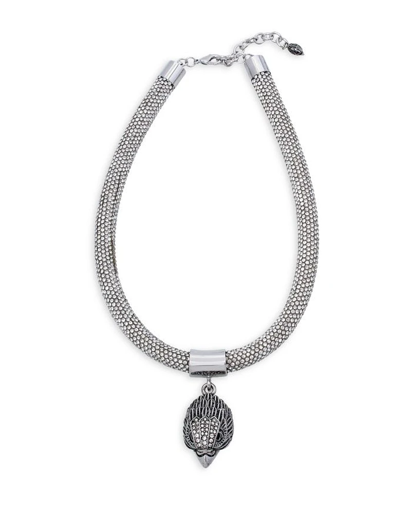 Shimmer Mesh Rope Eagle Collar Necklace, 16"
