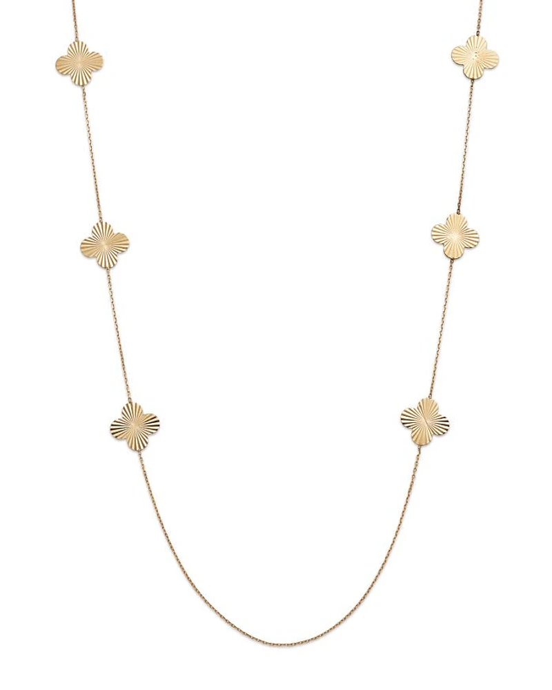 14K Yellow Gold Flower Statement Necklace, 27"