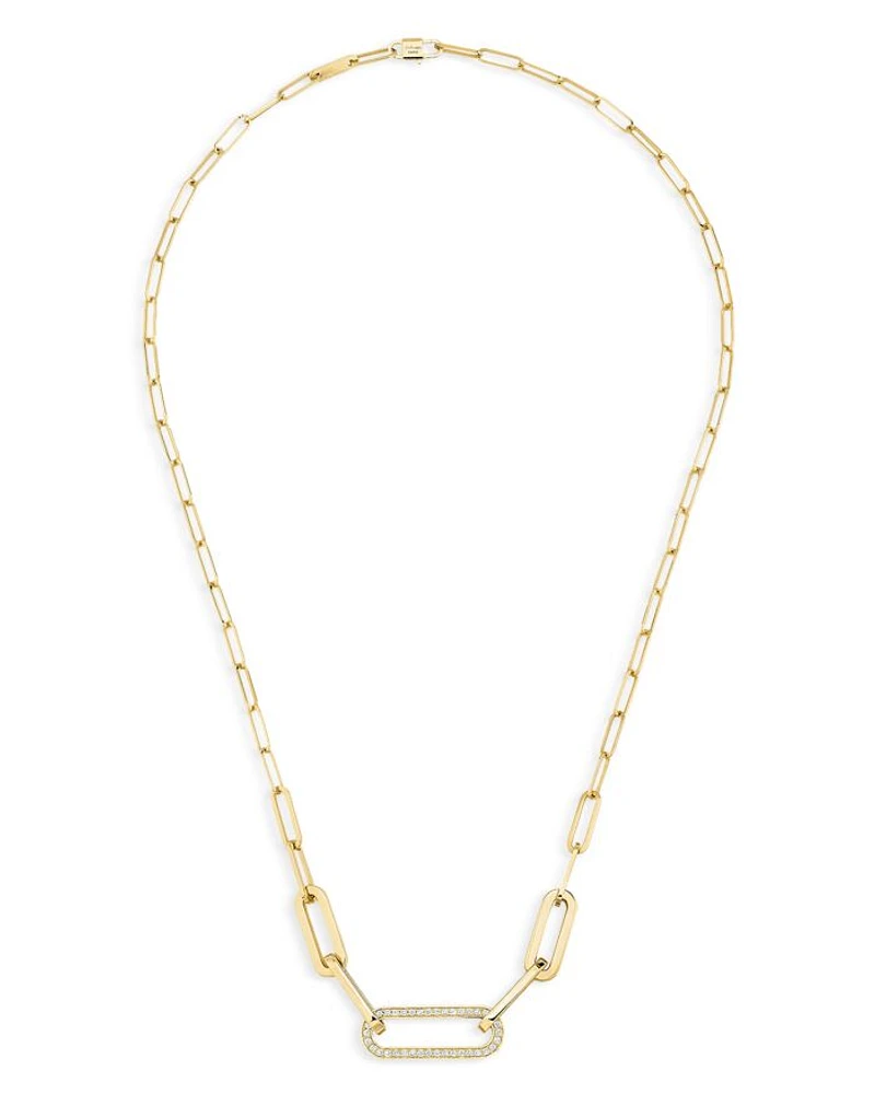 18K Yellow Gold & Diamond Large Maillon L Necklace, 17.7"