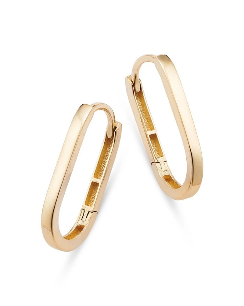 14K Yellow Gold Square Tube Hoop Earrings