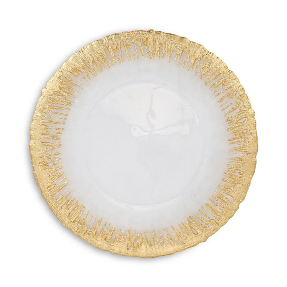 Rufolo Glass Gold Brushstoke Dinner Plate