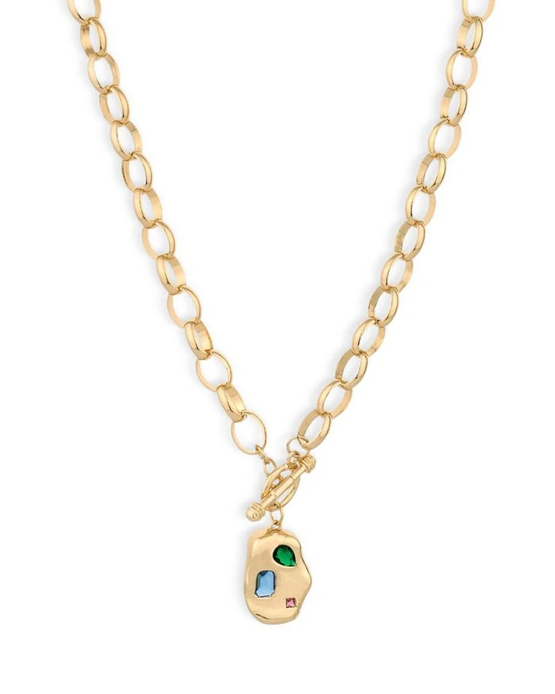 Rainbow Nugget Pendant Necklace, 18"