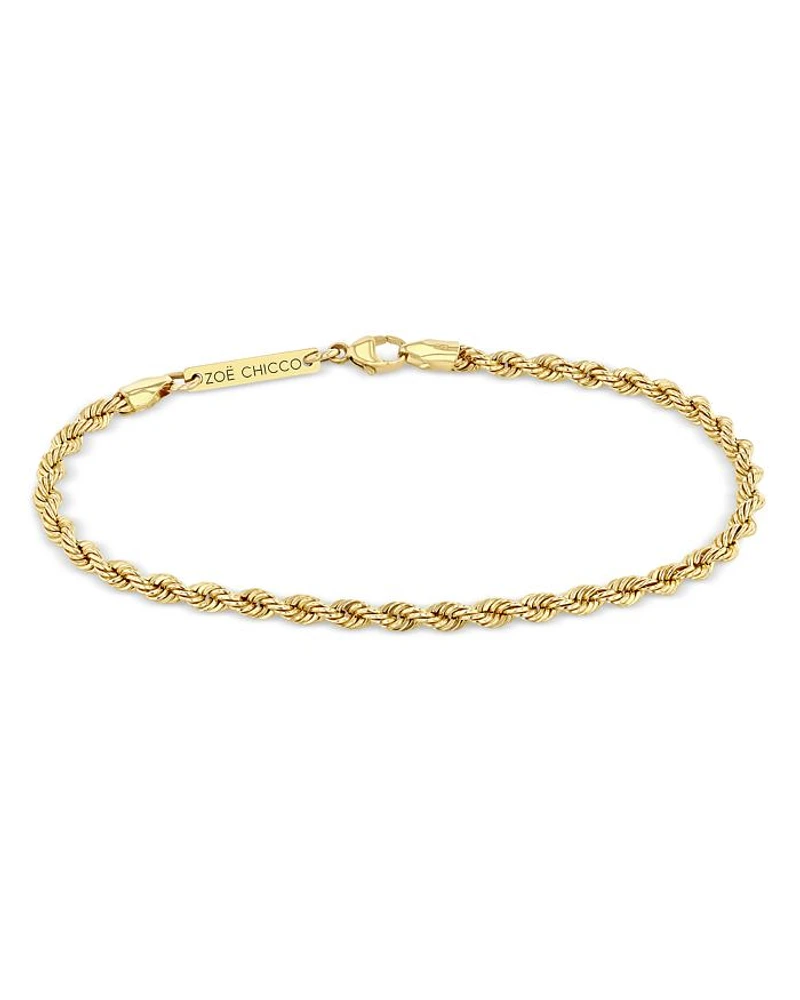 14K Yellow Gold Heavy Metal Rope Link Chain Bracelet