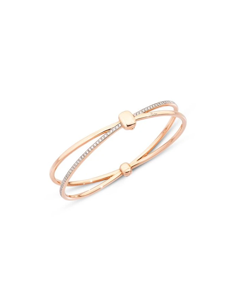 18K Rose Gold Iconica Diamond Crossover Bangle Bracelet