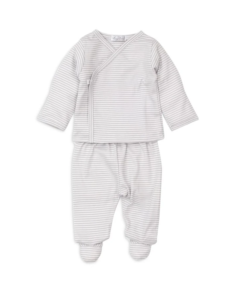 Unisex Cotton Striped Shirt and Footed Pants Set - Baby