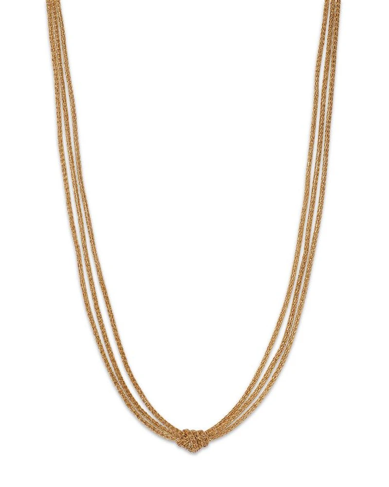 14K Yellow Gold Multi Layer Mesh Knotted Collar Necklace, 18"